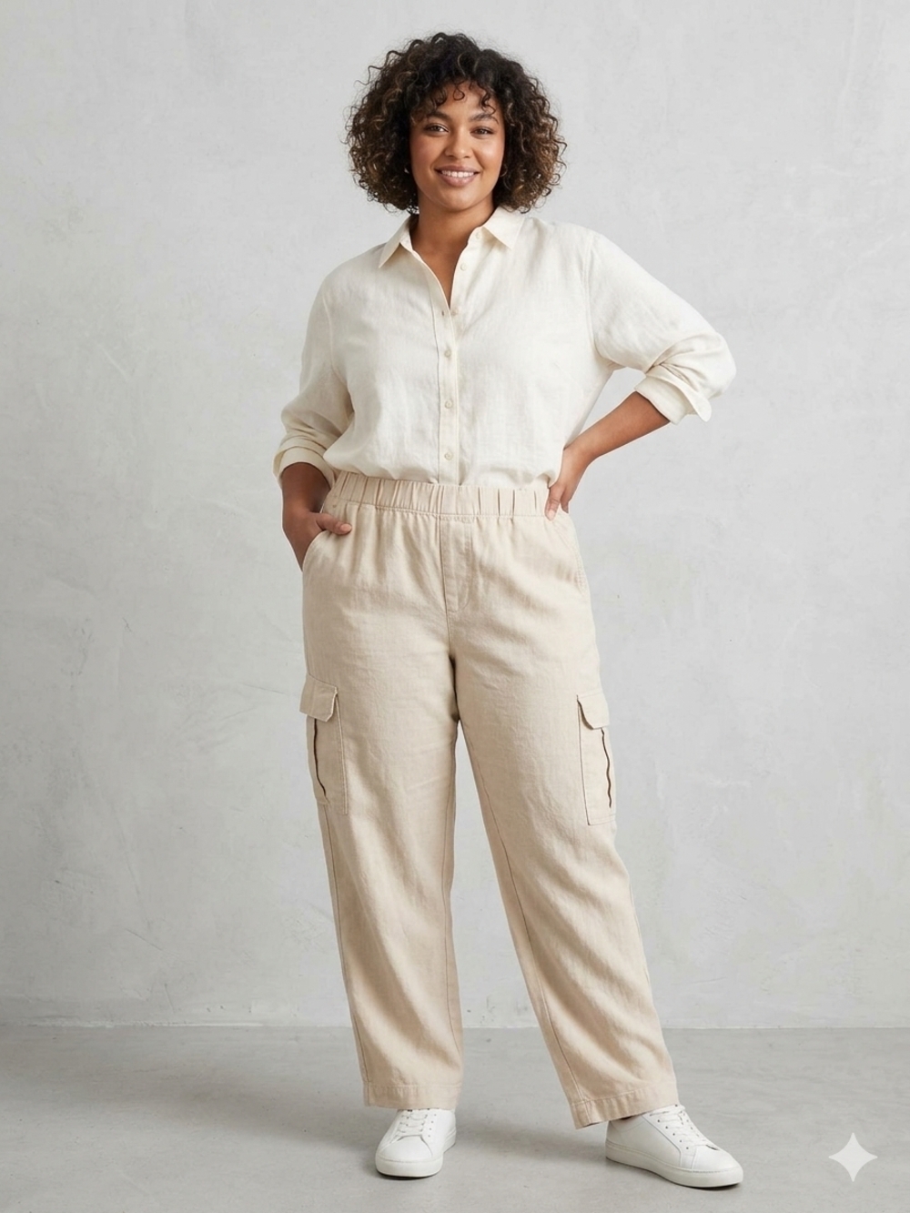 GAP Wide-Leg Cargo Pants in Beige